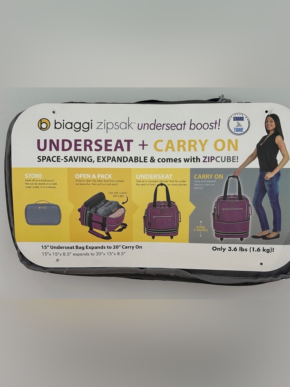 Biaggi Zipsak Expandable Under-Seat Carry-On Luggage Bag w/Wheels